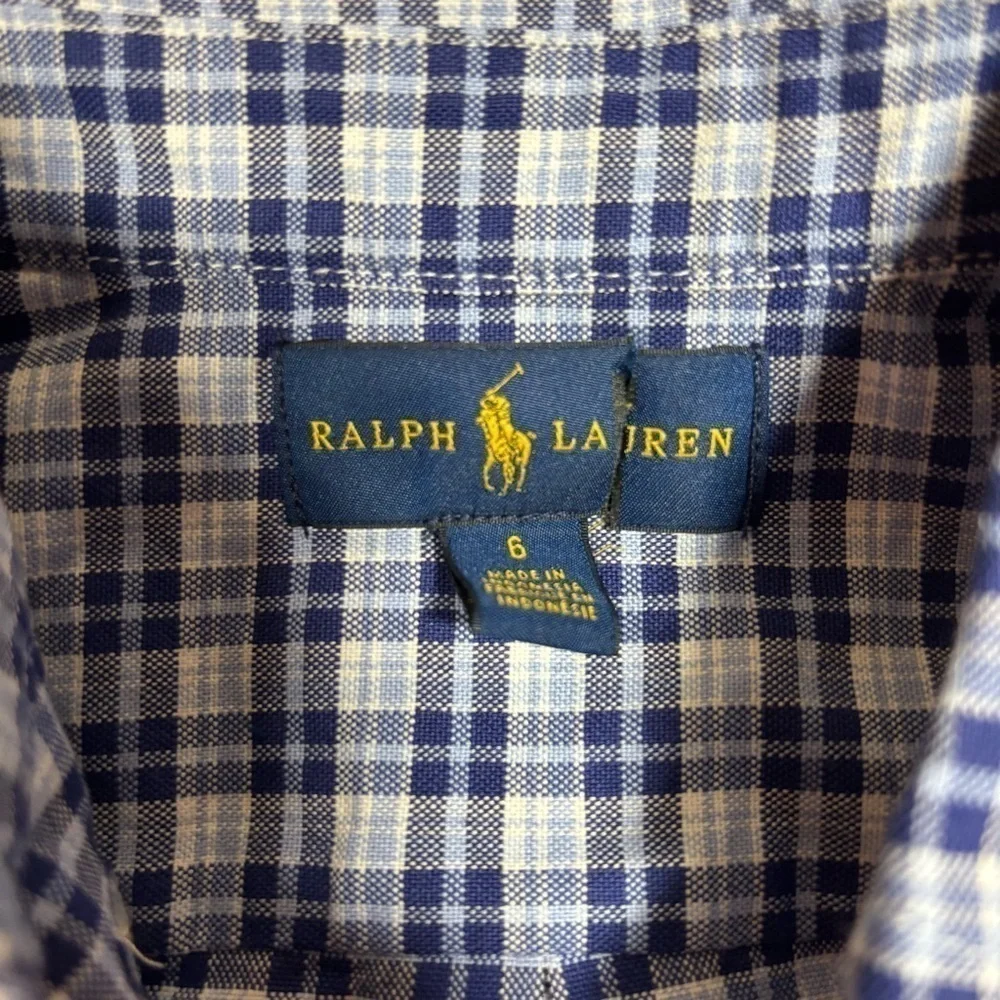 Ralph Lauren Shirt Boys 6 Plaid Button Up Classic Dinner Party Vacation Family